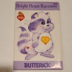 Care Bear Cousins Bright Heart Raccoon Butterick Sewing Pattern 3380 Stuffed Toy